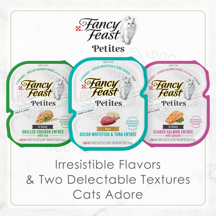 Purina Fancy Feast Petites Gourmet Gravy Wet Cat Food, Petites Grilled Chicken With Rice Entree - (Pack of 12) 2.8 oz. Tubs