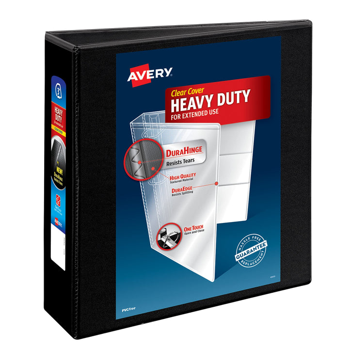 Avery Heavy-Duty View 3 Ring Binder, 3" One Touch Slant Rings, Holds 8.5" x 11" Paper, 1 Black Binder (05600) 1 Pack 3"