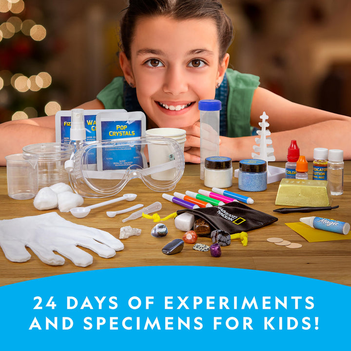 NATIONAL GEOGRAPHIC Science Kit & Rock Collection Advent Calendar 2024 – Jumbo Advent Calendar with 24 Days of Science Experiments, Gemstones & More for Kids, STEM Projects for Kids Ages 8-12 Science Advent