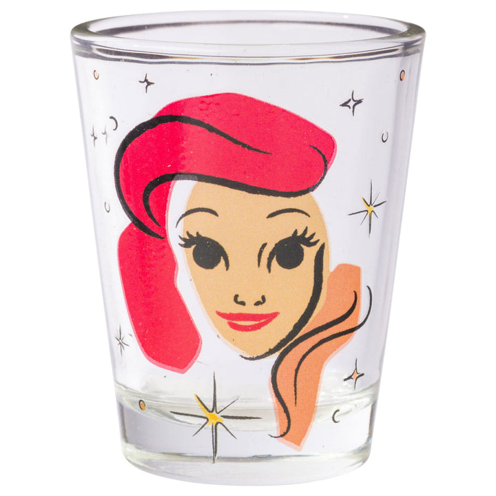 Silver Buffalo Disney Princess Abstract Faces Sparkle 4-Pack Mini Glass Set, 1.5 Ounces