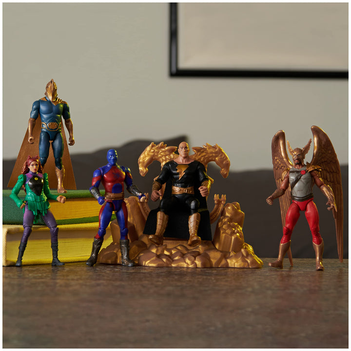 DC Comics, Black Adam and Justice Society Set, 4-inch Black Adam Toy Figures and Throne, Hawkman, Dr. Fate, Atom Smasher, Cyclone, Kids Toys for Boys and Girls Ages 3 and Up ( Exclusive)