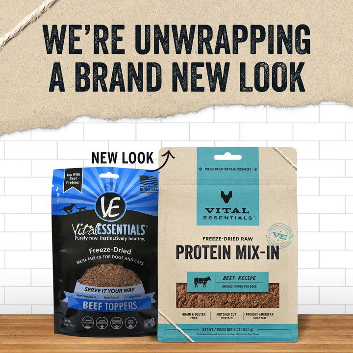 Vital Essentials Freeze Dried Raw Protein Mix-in Dog Food Topper, Beef Ground Topper for Dogs, 6 oz 6 Ounce (Pack of 1)