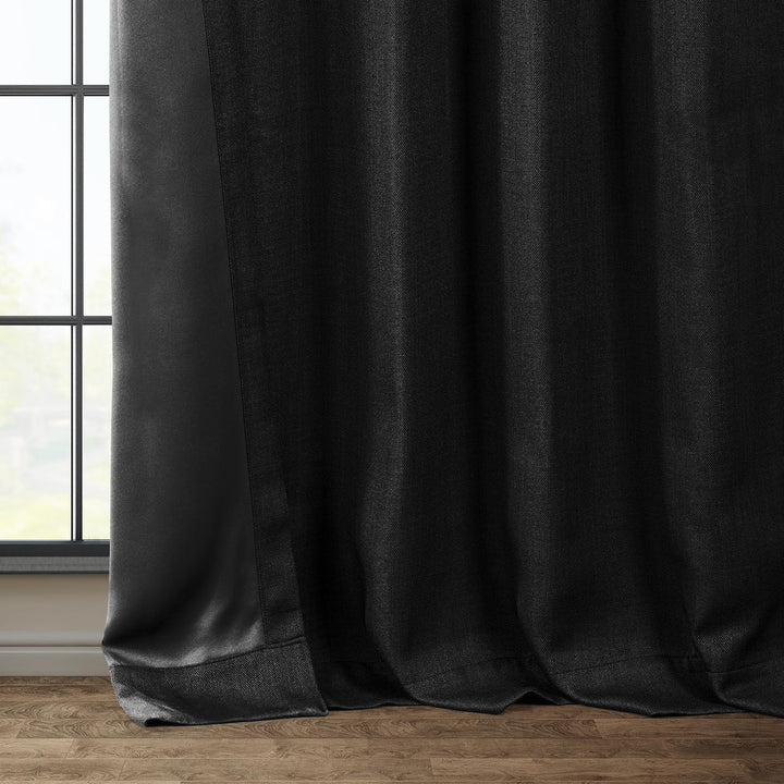 HPD Half Price Drapes Faux Linen Room Darkening Curtains - 108 Inches Long Luxury Linen Curtains for Bedroom & Living Room (1 Panel), 50W X 108L, Essential Black