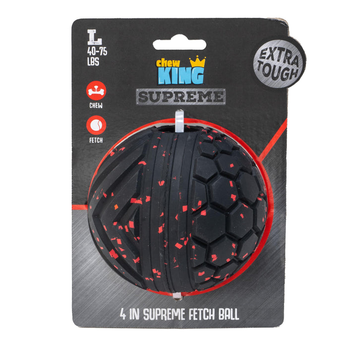 Chew King,Dog 3 Inch Supreme Rubber Balls (4-Pack)for Large Breeds Supreme Yellow Fetch Ball 3" / 4 PK