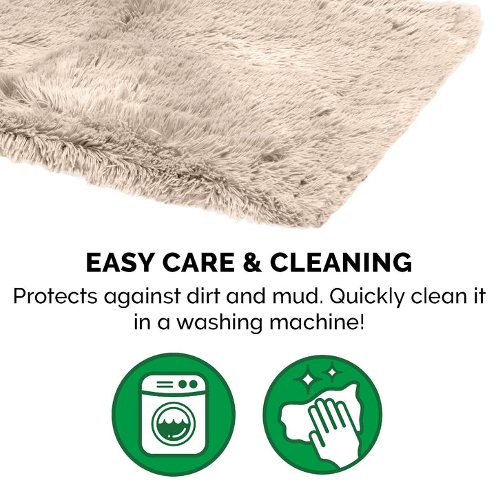 Furhaven Waterproof Throw Blanket for Dogs & Indoor Cats, Washable - Shaggy Plush Calming Long Faux Fur & Velvet Dog Blanket - Taupe, Large