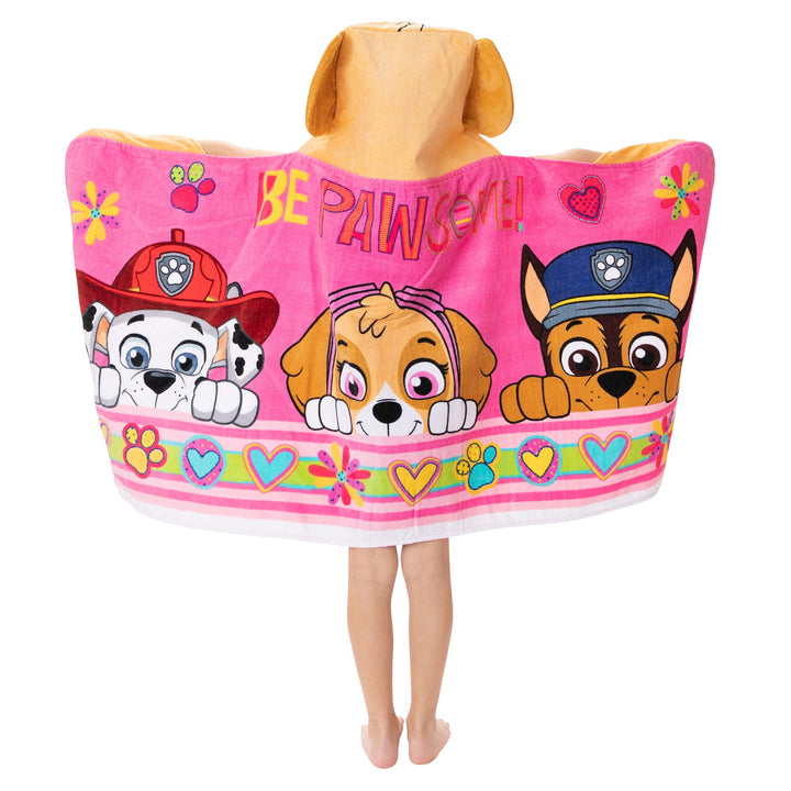 Franco Paw Patrol Pink Bath/Pool/Beach Soft Cotton Terry Hooded Towel Wrap, 24" x 50", Kids Multicolors 24 in x 50 in