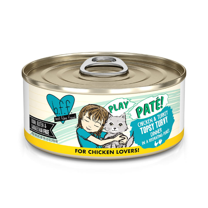 Weruva B.F.F. Play - Best Feline Friend Paté Lovers, Aw Yeah!, Chicken & Tuna Til' Then with Chicken & Tuna, 2.8oz Can (Pack of 12) 2.8 Ounce (Pack of 12)