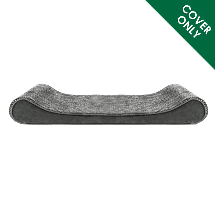 Furhaven Replacement Dog Bed Cover Minky Plush & Velvet Contour Luxe Lounger, Machine Washable - Gray, Giant (XXX-Large) Minky Plush & Velvet (Gray) 58.0"L x 42.0"W x 0.3"Th Cover Only