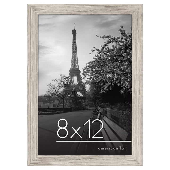 Americanflat 8x12 Picture Frame in Driftwood - Engineered Wood Photo Frame with Shatter-Resistant Glass, Hanging Hardware, and Easel for Wall and Tabletop Display