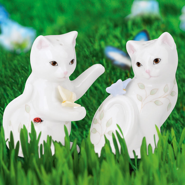 Lenox Butterfly Meadow Figural Kitten Salt and Pepper Set -