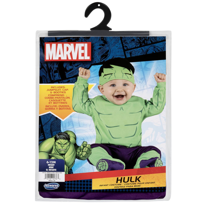 MARVEL Hulk Official Infant Halloween Costume - Premium Quality Minky Fabric Jumpsuit and Non-Slip Booties 0-6m