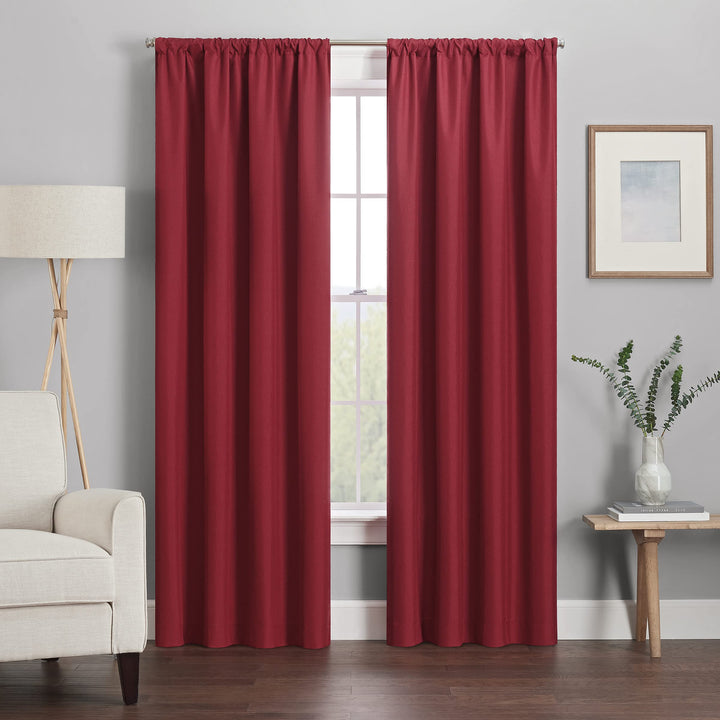 ECLIPSE Kendall Modern Blackout Thermal Rod Pocket Window Curtain for Bedroom or Living Room (1 Panel), 42 X 84, Ruby