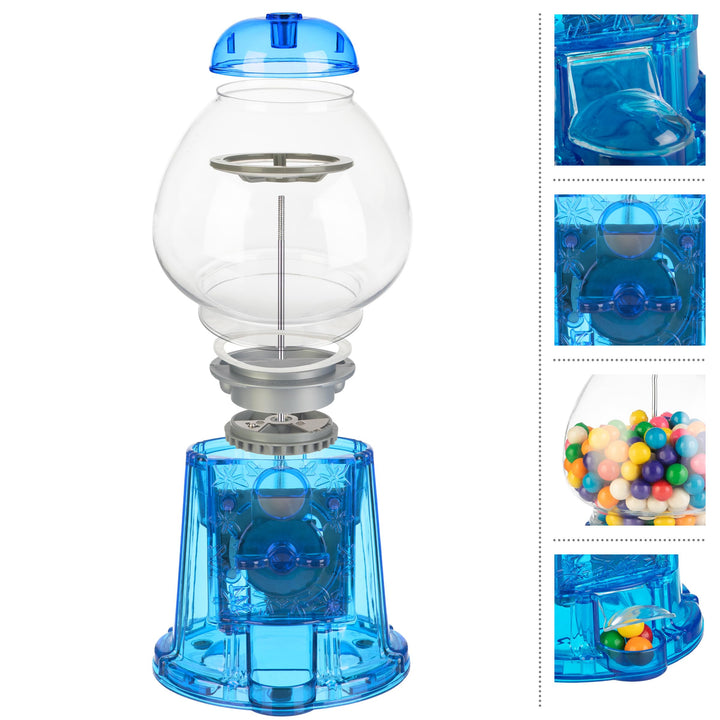 11-Inch Translucent Gumball Machine - Coin-Operated Candy Dispenser Vending Machine and Piggy Bank by Great Northern Popcorn (Blue) BLUE