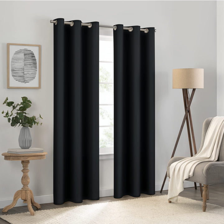 Eclipse Kendall Blackout Curtain, Thermal Insulated Grommet Window Panel, Noise Reducing Curtains for Bedroom, Living Room or Nursery, (1 Panel), 54 in Long x 42 in Wide, Raspberry 42"W x 54"L (Pack of 1)