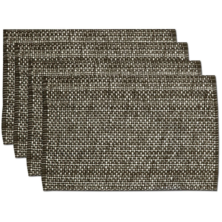 Sweet Home Collection 100% Cotton Placemats for Dining Room Rectangle Two Tone Woven Fabric 13" x 19" Soft Durable Table Mat Set, Set of 4, Chocolate