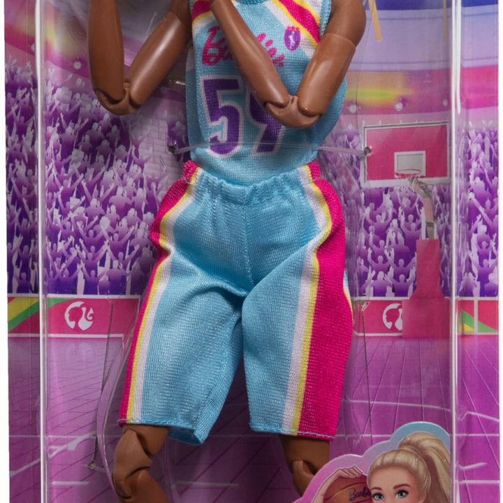 Barbie Careers Fashion Doll & Accessories, Made to Move Brunette Basketball Player Wearing Removable Uniform with Ball, 22 Bendable Joints