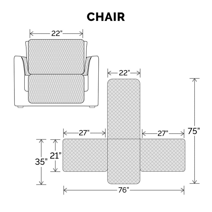 Furhaven Water-Resistant & Reversible Chair Cover Protector for Dogs, Cats, & Children - Two-Tone Pinsonic Quilted Living Room Furniture Cover - Gray/Mist, Chair Reversible Two Tone Gray & Mist