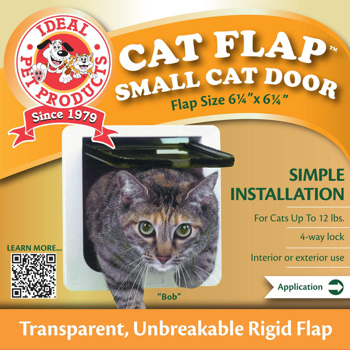 Ideal Pet Products Cat Flap Door with 4 Way Lock, 6.25" x 6.25" Flap Size, Cream (SPF) Small 6.25" x 6.25" Flap Size