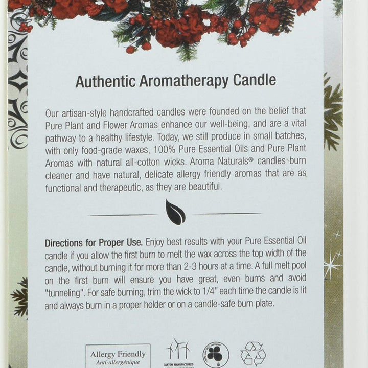 Aroma Naturals Holiday Juniper, Spruce and Basil Essential Oil Pillar Candle, Fresh Forest, 3 inch x 3.5 inch Juniper, Spruce & Basil 3" x 3.5" Pillar