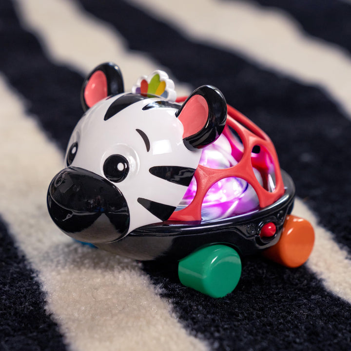 Baby Einstein Curious Car Zen Oball Toy Car & Rattle, Light Up, Ages 3 Months+, Zen The Zebra Zen Oball Car