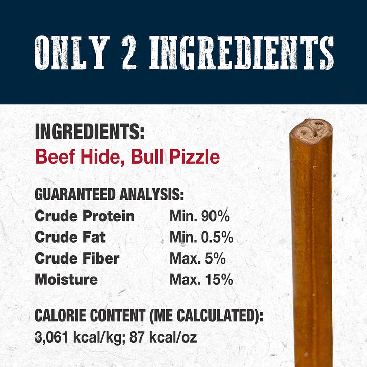 Cadet Bully Hide Sticks for Dogs - All-Natural Bully Stick & Beef Hide Dog Chews - Long Lasting Bully Sticks Alternative Made with 2 Ingredients - Dog Chews for Aggressive Chewers, Large (7 Count) 7 Count