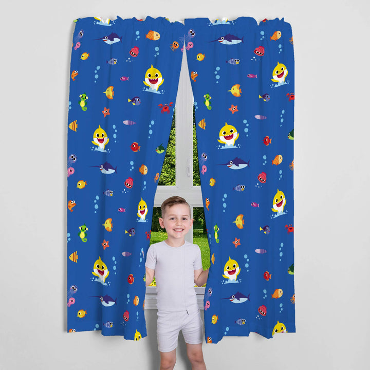 Franco Kids Room Window Curtains Drapes Set, 82 in x 63 in, Baby Shark