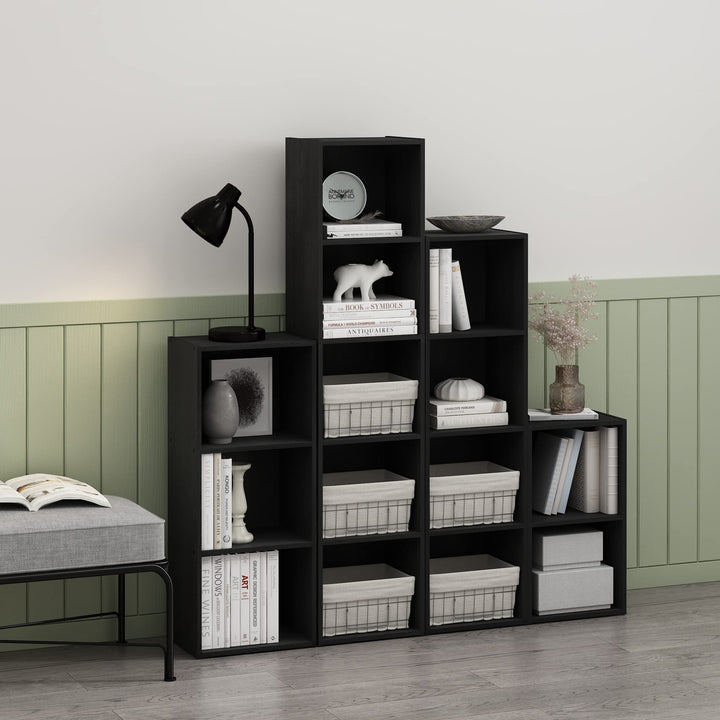 Furinno Pasir 3-Tier Open Shelf Bookcase, White/Green 11003WH/GR 3-Tier Cube