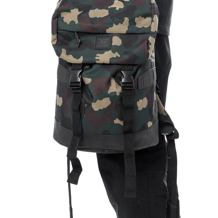 X RAY Canvas Rucksack Backpack Travel Overnight Weekend Bag for Men Women W/Capacity Adjustable 19L & Fits 15.6 Inch Laptop One Size Camo/Black