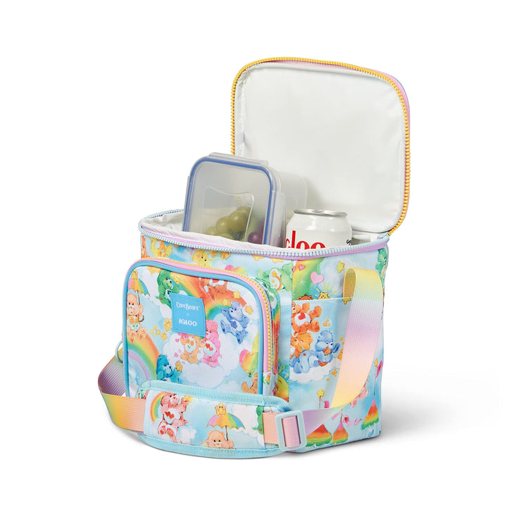 Igloo 90s Retro Collection Square Lunch Box Cooler with Front Pocket and Adjustable Strap Carebears