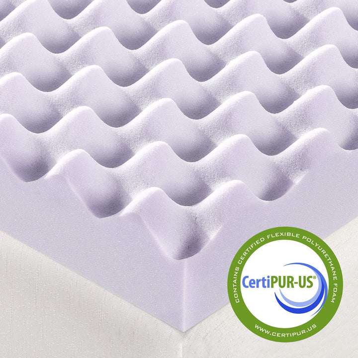 Best Price Mattress 3 Inch Egg Crate Memory Foam Mattress Topper with Soothing Lavender Infusion, CertiPUR-US Certified, Short Queen