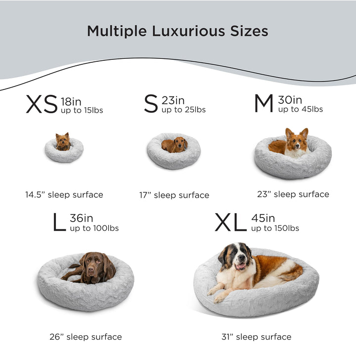 Best Friends by Sheri The Original Calming Donut Cat and Dog Bed in Lux Fur Gray, Extra Small 18" 18.0"L x 18.0"W x 7.0"Th Bed Only Lux Gray