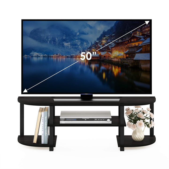 Furinno Turn-S-Tube Wide TV Entertainment Center, Sonoma Oak/White, 47. 25x13. 4x15. 9 4-Tiers with Round Corner