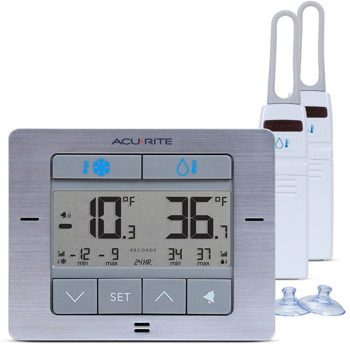 AcuRite Digital Wireless Fridge and Freezer Thermometer with Alarm, Max/Min Temperature for Home and Restaurants (00515M) 4.25" x 3.75" Premium