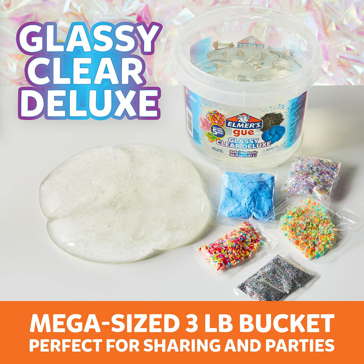 Elmer's Gue Premade Includes 5 Sets of Slime Add-ins, 3 Lb. Bucket, Glassy Clear