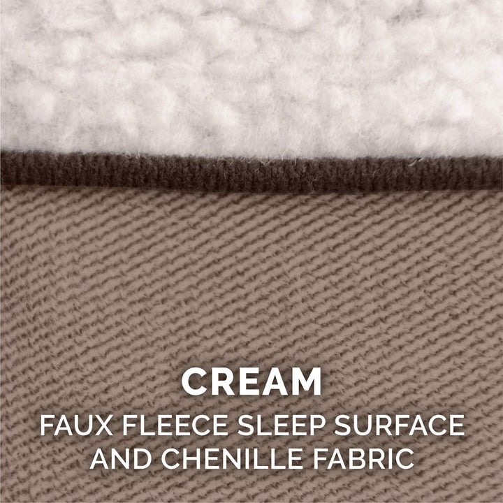 Furhaven Replacement Dog Bed Cover Sherpa & Chenille Sofa-Style, Machine Washable - Cream, Jumbo (X-Large) Cover Only 40.0"L x 32.0"W x 0.3"Th (Sherpa & Chenille) Cream