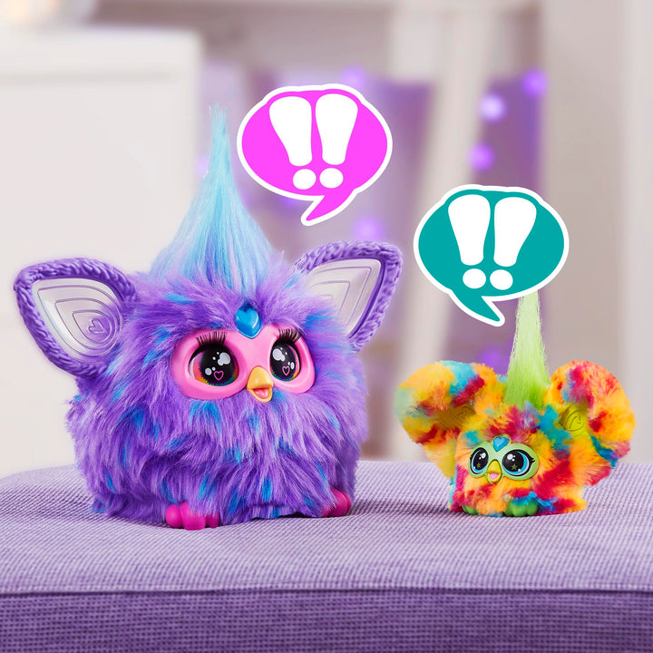 Furby Furblets Loo-Lay Mini Friend, 45+ Sounds & Music, Speaks Only Furbish, Electronic Plush Toys for 6 Year Olds & Up, Multicolor Loo-lay (Gamer Music)