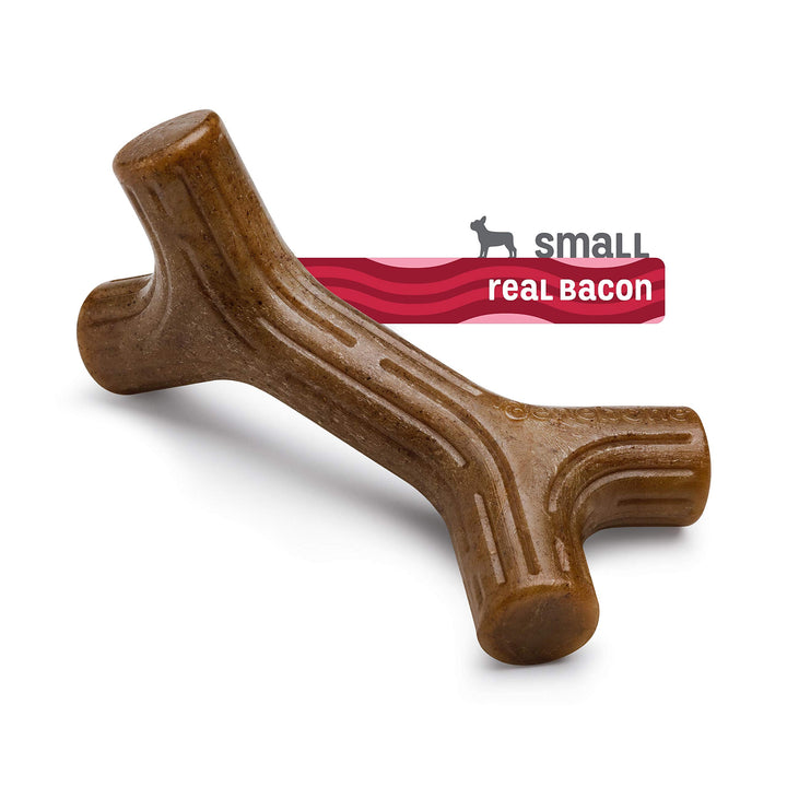 Benebone Bacon Stick Real Wood Durable Dog Chew Toy, Made in USA, Small REAL Bacon 1 Count (Pack of 1)