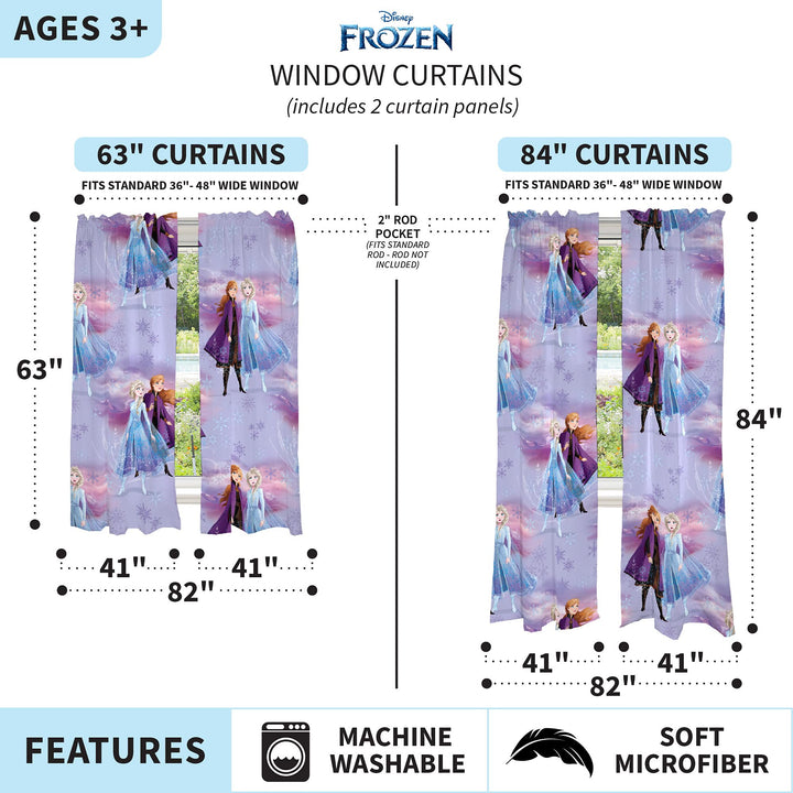 Franco Kids Room Window Curtains Drapes Set, 82 in x 63 in, Disney Frozen 2(Prints may vary)