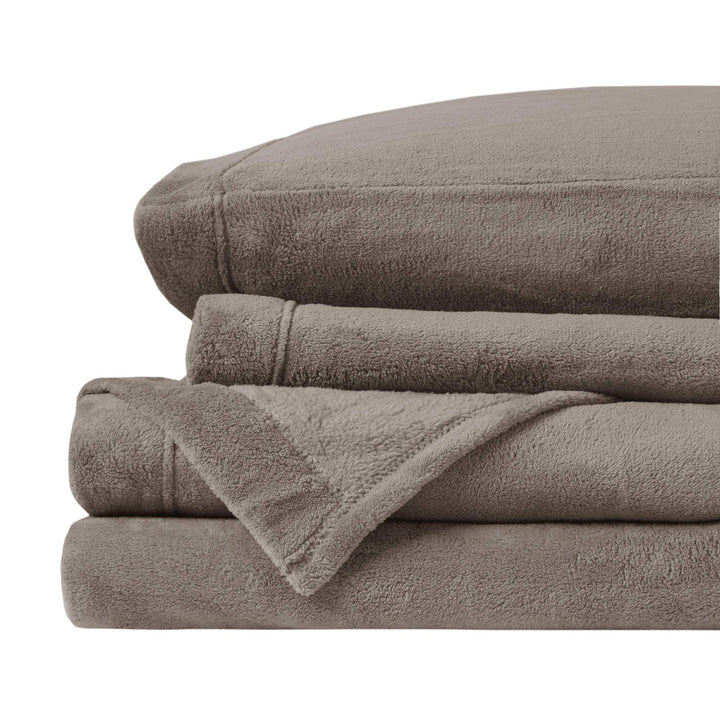 Sleep Philosophy True North Fleece Sheet Set Full, Solid Color, Warm & Plush Sheets Soft Fleece Bedding Full Size Sheets, Fitted Pocket Fits Up to 16" Mattress, Soloft, Full Burgundy 4 Piece