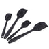 Basics Non-Stick Heat Resistant Rectangular Silicone Spatula Set, 2 Small & 2 Large Spatulas, Black, Pack of 4 (Previously Commercial brand)