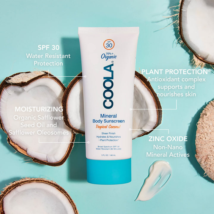 COOLA Organic Mineral Sunscreen Sunblock Body Lotion, Dermatologist Tested Skin Care for Daily Protection, Vegan and Gluten Free, 5 Fl Oz SPF 30