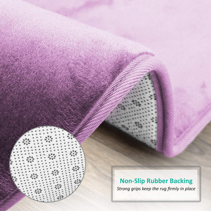 Clara Clark Bathroom Rugs, Velvet Memory Foam Bath Mat, Non-Slip, Machine Washable Bath Rugs - Dries Quickly, Ultra Soft Plush Bath Mats for Bathroom, 20 x 24, Lavender Dream Solid Contour