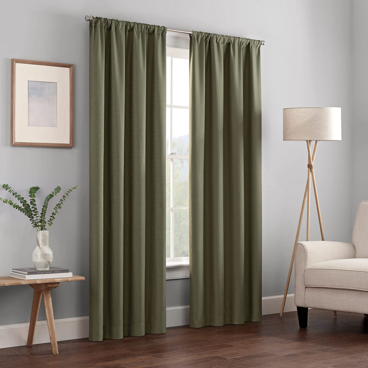 ECLIPSE Kendall Modern Blackout Thermal Rod Pocket Window Curtain for Bedroom or Living Room (1 Panel), 42 X 54, Artichoke