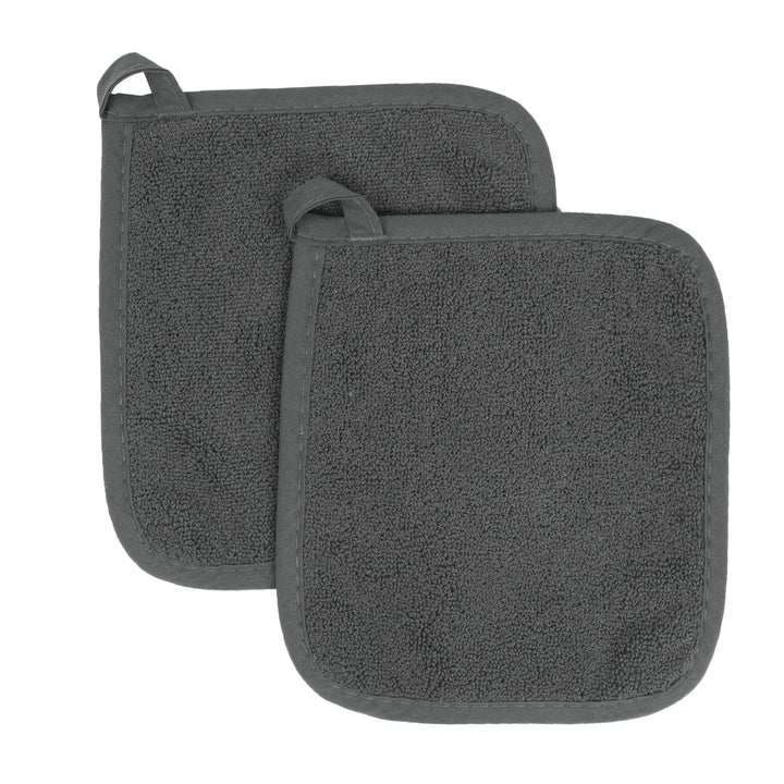 Ritz Terry 100% Cotton Potholders - Heat Resistant, Ergonomic Grip, Machine Washable - Graphite, 2-Pack Pot Holder -- 2 pk