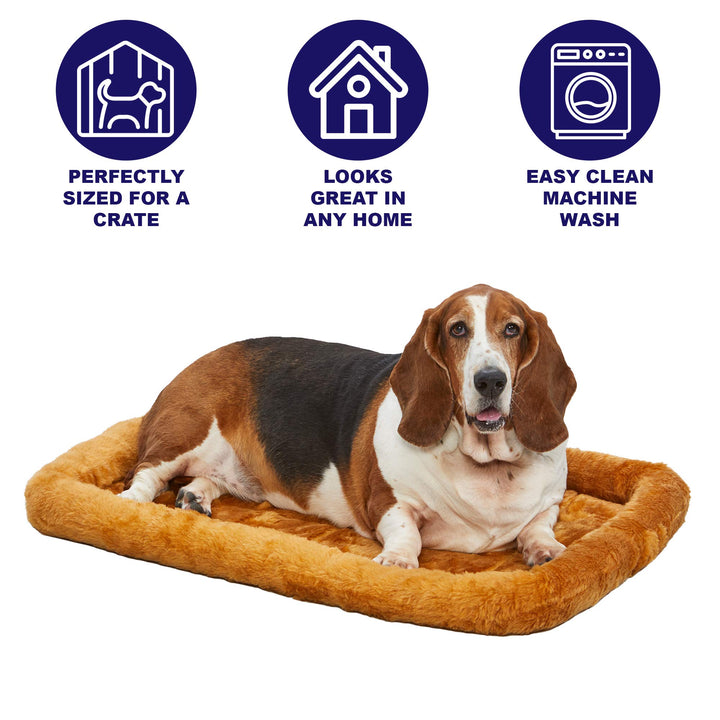 MidWest Homes for Pets Dog Bed 22L-Inch White Cinnamon Dog Bed or Cat Bed w/ Comfortable Bolster | Ideal for XS Dog Breeds & Fits a 22-Inch Crate | Easy Maintenance Machine Wash & Dry