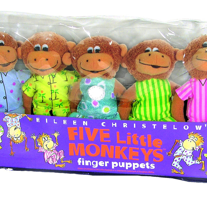 MerryMakers Five Little Monkeys Finger Puppet Playset, Set of 5, Polyvinyl Chloride, 5-Inches Each