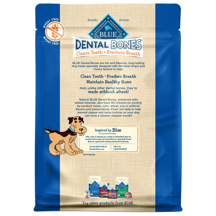 Blue Buffalo Dental Bones Small Natural Dental Chew Dog Treats, (15-25 lbs) 12-oz Bag