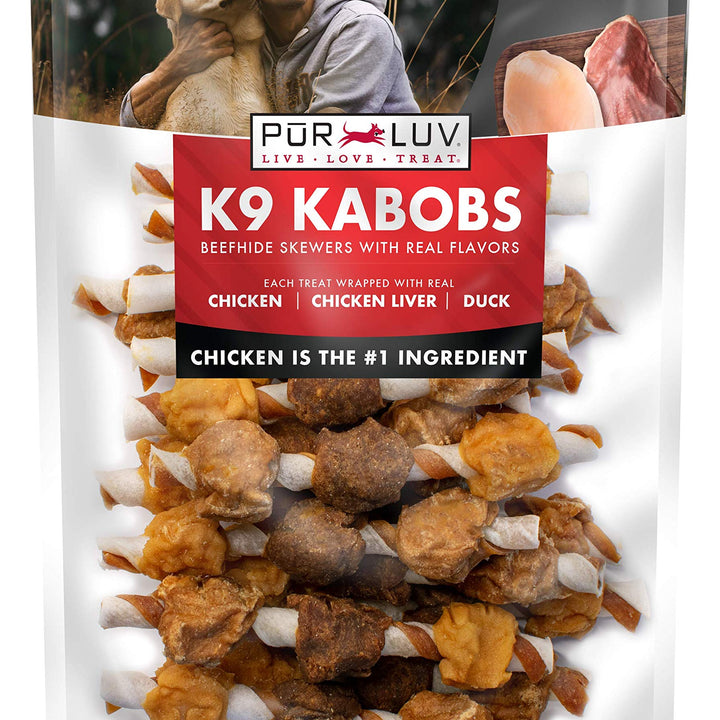 Dog Treats, K9 Kabobs for Dogs Made with Real Chicken and Duck, 12 Ounces, Healthy, Easily Digestible, Long-Lasting, High Protein Dog Treat, Satisfies Dog's Urge to Chew Chicken / Duck Kabob
