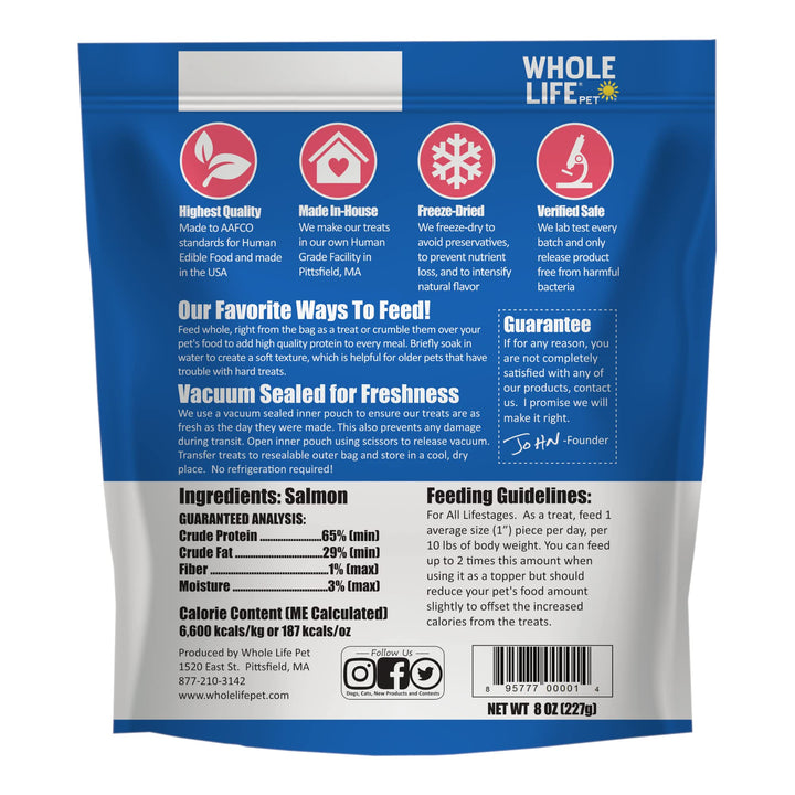 Whole Life Pet Just One Salmon Dog and Cat Value Packs - Human Grade, Freeze Dried, One Ingredient - Protein Rich, Grain Free, Made in The USA