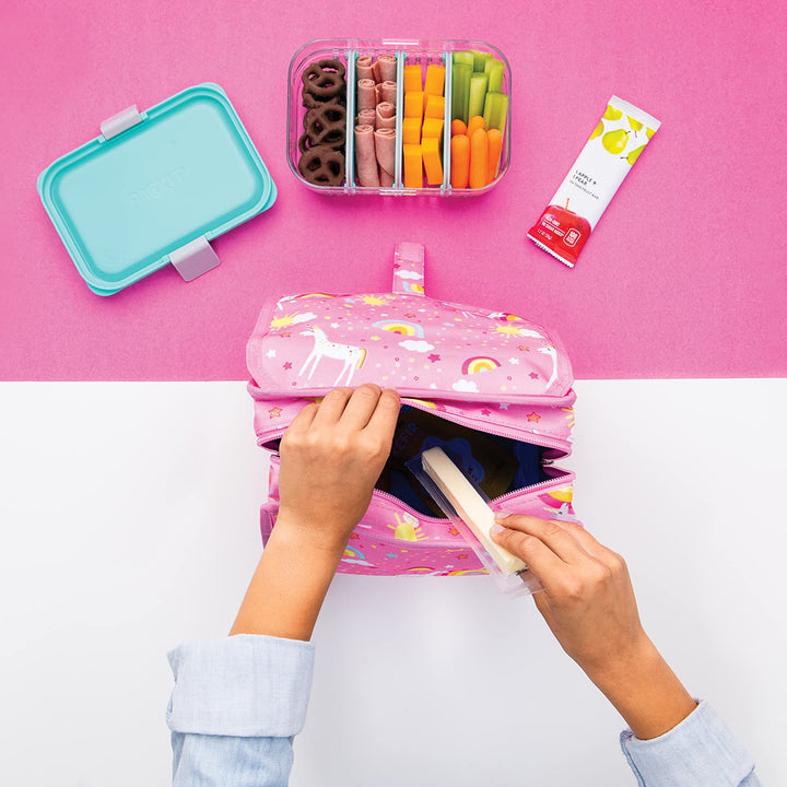 PackIt Freezable Lunch Bag, Unicorn Dream Pink, Built with EcoFreeze Technology, Foldable, Reusable, Zip and Velcro Closure with Buckle Handle, Perfect for Lunches